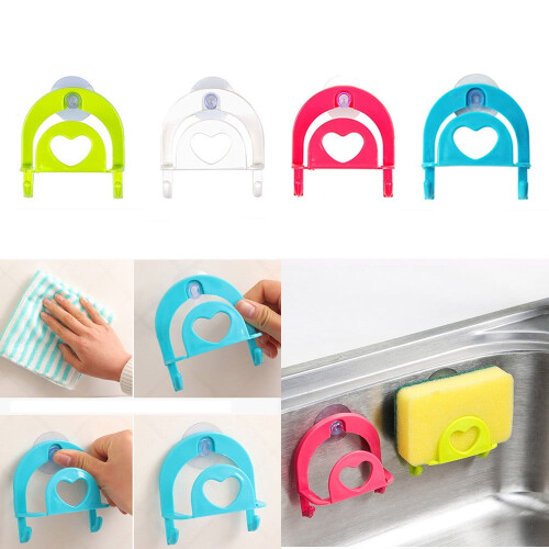 Porte-éponge de cuisine avec support de rangement à ventouse 2