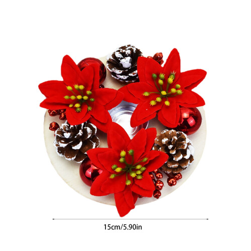 Needle Candlestick Wreath 5.9in Artificial Leaves Holiday 2