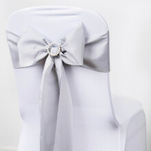 Polyester Chair Sashes Silver 6" x 108" Pack of 5