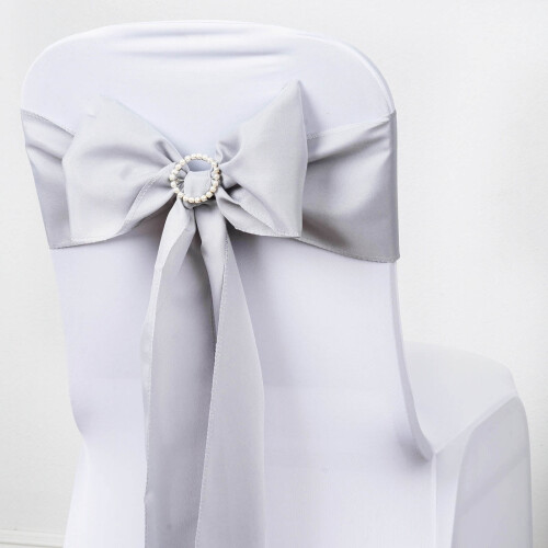 Polyester Chair Sashes Silver 6" x 108" Pack of 5