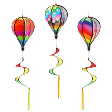 KALLORY Balon cu aer cald curcubeu, decor suspendat, material textil, 3 buc.