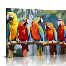 Papegaai Canvas Muurdecoratie – Tropische Vogel Print op Premium