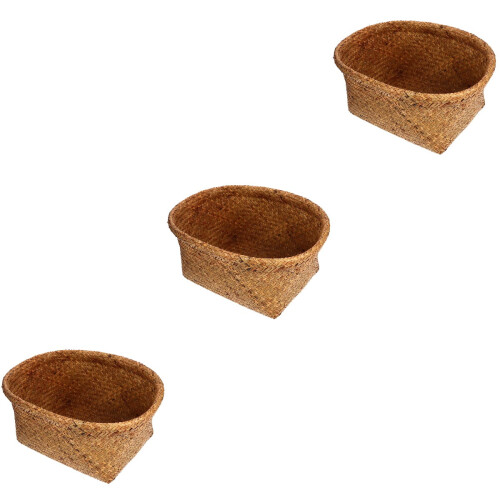 Panier de rangement ovale tressé en jonc de mer