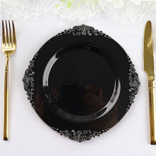 Pratos descartáveis para salada BalsaCircle, redondos, pretos, de 20 cm (8 polegadas).