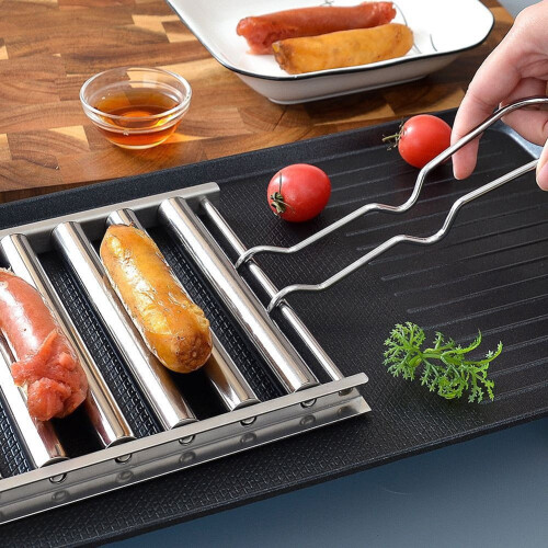 Pølse-ruller i rustfritt stål med lang pølsehylle 2