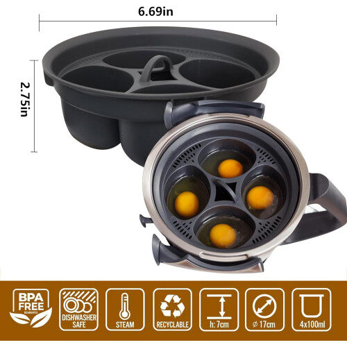 Nonstick Microwave Egg Poacher Insert – 4-Cup 1