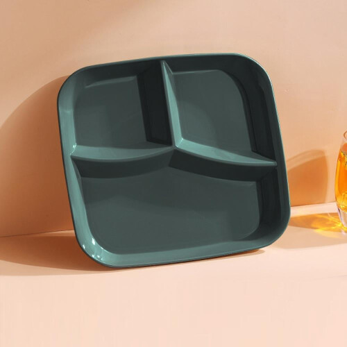 9x9 Inch Square Divided Dinner Plate, PP, 3-Compartment 1