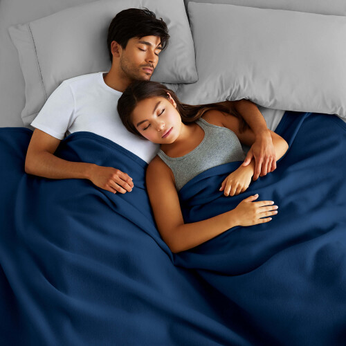 Bare Home Polar Fleece King Blanket Dark Blue 2