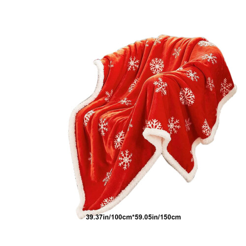 Christmas Snowflake Print Blanket 100x150cm Red 2