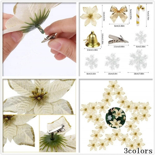 Pre-Lit Tabletop Christmas Tree 40cm Silver/Gold/Red 2