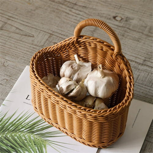 Handgeweven plastic opbergmand 21x10x19cm 1
