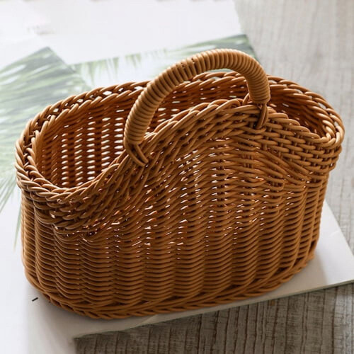 Handgeweven plastic opbergmand 21x10x19cm 2