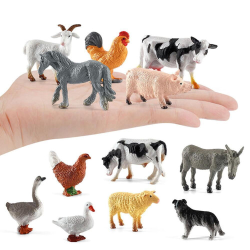 Mini-Bauernhoftierfiguren aus PVC, abwaschbar, 12 Stück 2