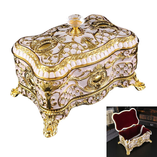 Boîte de présentation pour colliers, étui de-Petit doré et blanc 2