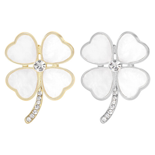 Chique klavertjesvier brochespeld met 3D-schelpontwerp-Goud 1