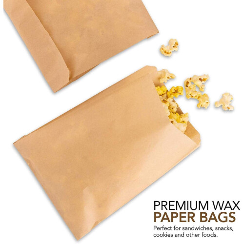 Χάρτινες σακούλες σάντουιτς Kraft Wax 8" x 6" (Συσκευασία των 200 τεμαχίων) 2