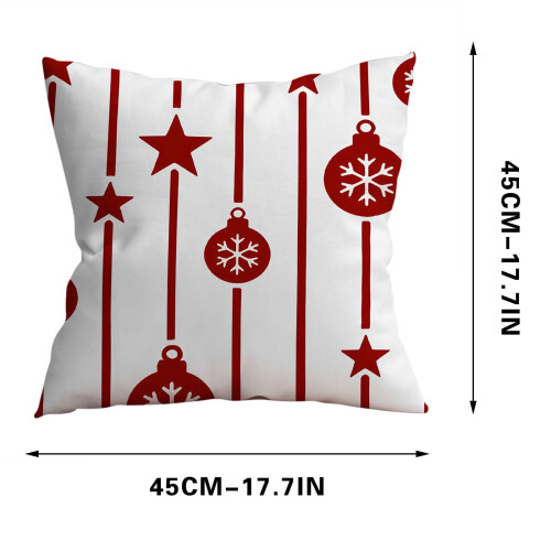 Capa de almofada de Natal com estampa de árvore vermelha e flocos de neve, 45x45 cm (18x18 polegadas) 2