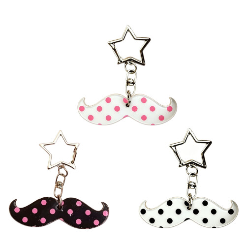 Porte-clés moustache élégant en acrylique, pour clés,-Noir 1