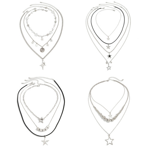 Chic Layering Chain Necklace Stackable With Dazzling Star-48 1