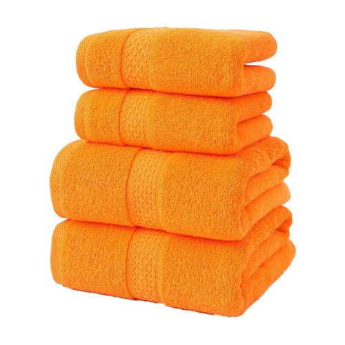 100% Cotton Bath Towel Set 2 Bath + 2 Hand Towels Orange