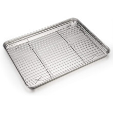 Plaque de cuisson en acier inoxydable avec grille 15,7 x 11,8 pouces