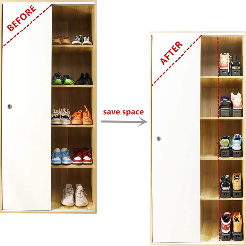 Shoe Slots Organizer Black Stackable Double Deck 10 Pack 1