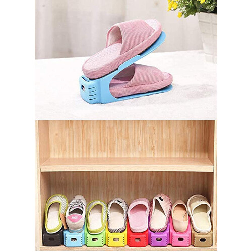 Shoe Slots Organizer Black Stackable Double Deck 10 Pack 2