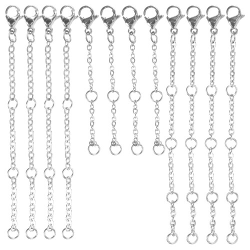 Kit d'extension pour bracelet et collier argenté avec strass 1