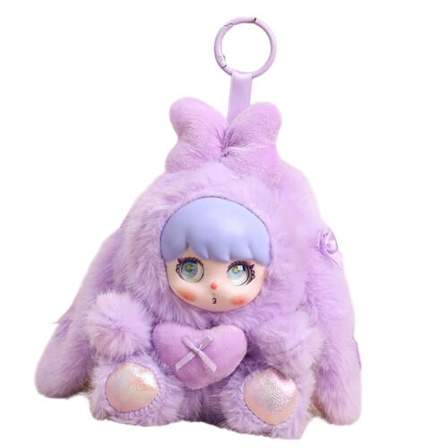 Cute Plush Rabbit Keychain With Soft Fabric And Sturdy-Purple