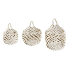 Ensemble de 3 paniers décoratifs tissés en corde de coton-Blanc