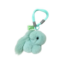 Luxurious Rabbit Furs Keychain Adorable Horse Design Soft-Green