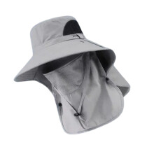Camping Mesh Atmungsaktive Sonnenhut Breite Krempe-Hellgrau