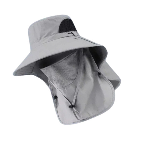 Camping Mesh Atmungsaktive Sonnenhut Breite Krempe-Hellgrau