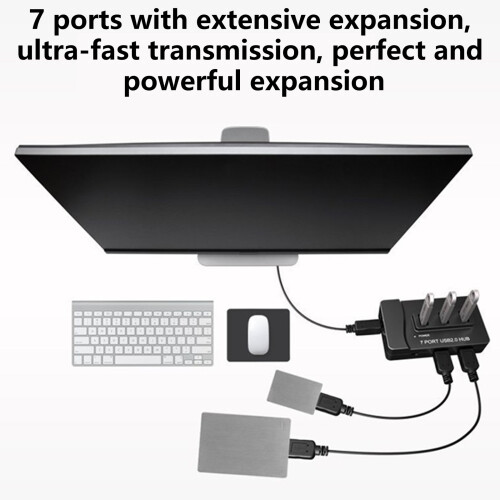 Auto USB2.0 Lade Extender 7 Port Erweiterte USB Splitter 1