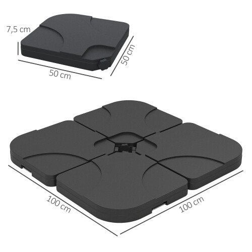 Outsunny Base de Sombrilla Negro 50 x 50 x 7.5 cm 1