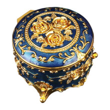 Vintage Styles Metal Enamel Jewelry Organizers With-golden blue