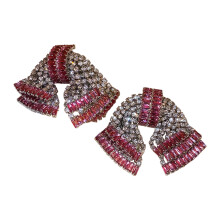 Dainty Pink Crystal Bowknot Earrings Delicate Design Ear-Pink
