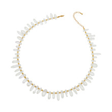 Collier de perles d'espacement plaqué or sophistiqué avec-Blanc