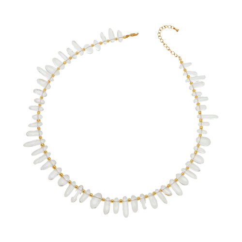 Collier de perles d'espacement plaqué or sophistiqué avec-Blanc