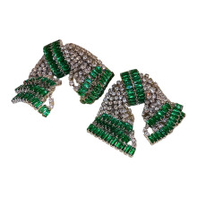 Elegant Crystal Bowknot Drop Earrings For Women Fashion-Green