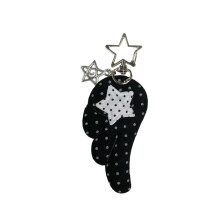 Porte-clés ailé unique avec tissu à pois et détails en-Noir