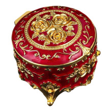 Boîte à bijoux romantique en émail Vintage, récipient-rouge doré