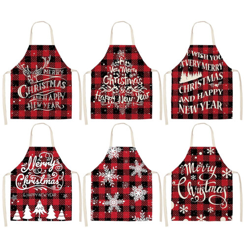 Christmas Kitchen Apron with Socks Red Black Buffalo Plaid 2