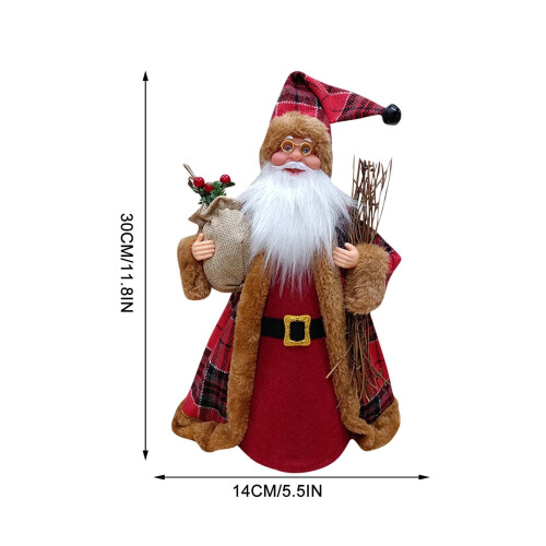 Santa Tree Topper with Hat and Scarf Fabric Ornament 1