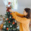 Santa Tree Topper with Hat and Scarf Fabric Ornament 4
