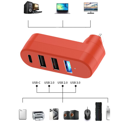 Tragbarer USB-C-Hub-Splitter, modischer und stabiler-Orange 2