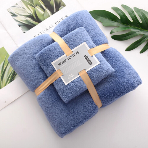 Godom bath towel set coral velvet 2-piece 1
