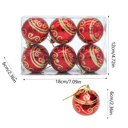 6 Christmas Ball Ornaments 6cm Silver Striped Plastic 1