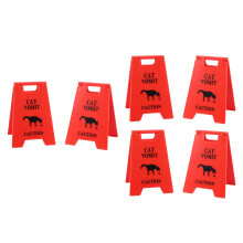 6er-Pack Katzen-Vomit-Schild - Plastik, Rot, 10,3 x 7 cm