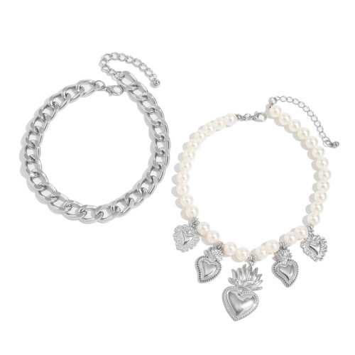 Chic 2PCS Adjustable Foot Chain And Metal Belt Set-silver